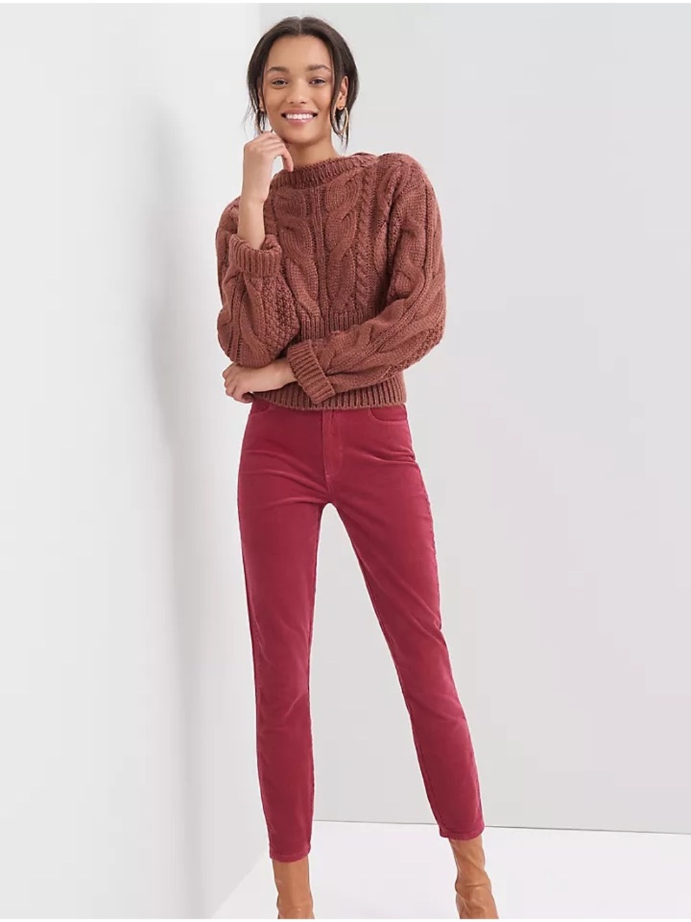 Anthropologie Pilcro and the Letterpress High-Rise Skinny Corduroy Pants.